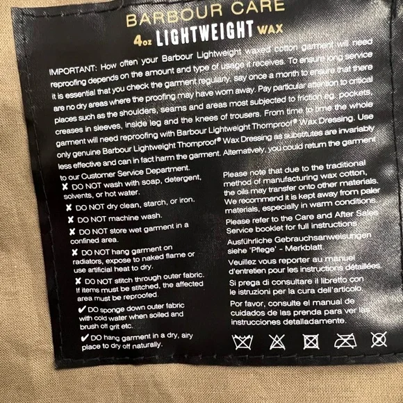 ❌SOLD❌ BARBOUR MWX1784SN31 Lightweight Sl International Waxed Cotton Sand Jacket - Picture 8 of 8